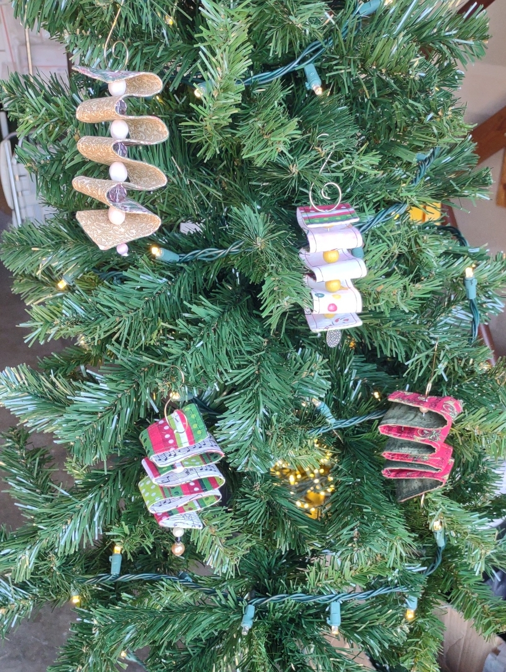 Handmade Spiral Fabric Ribbon Candy Christmas Ornaments